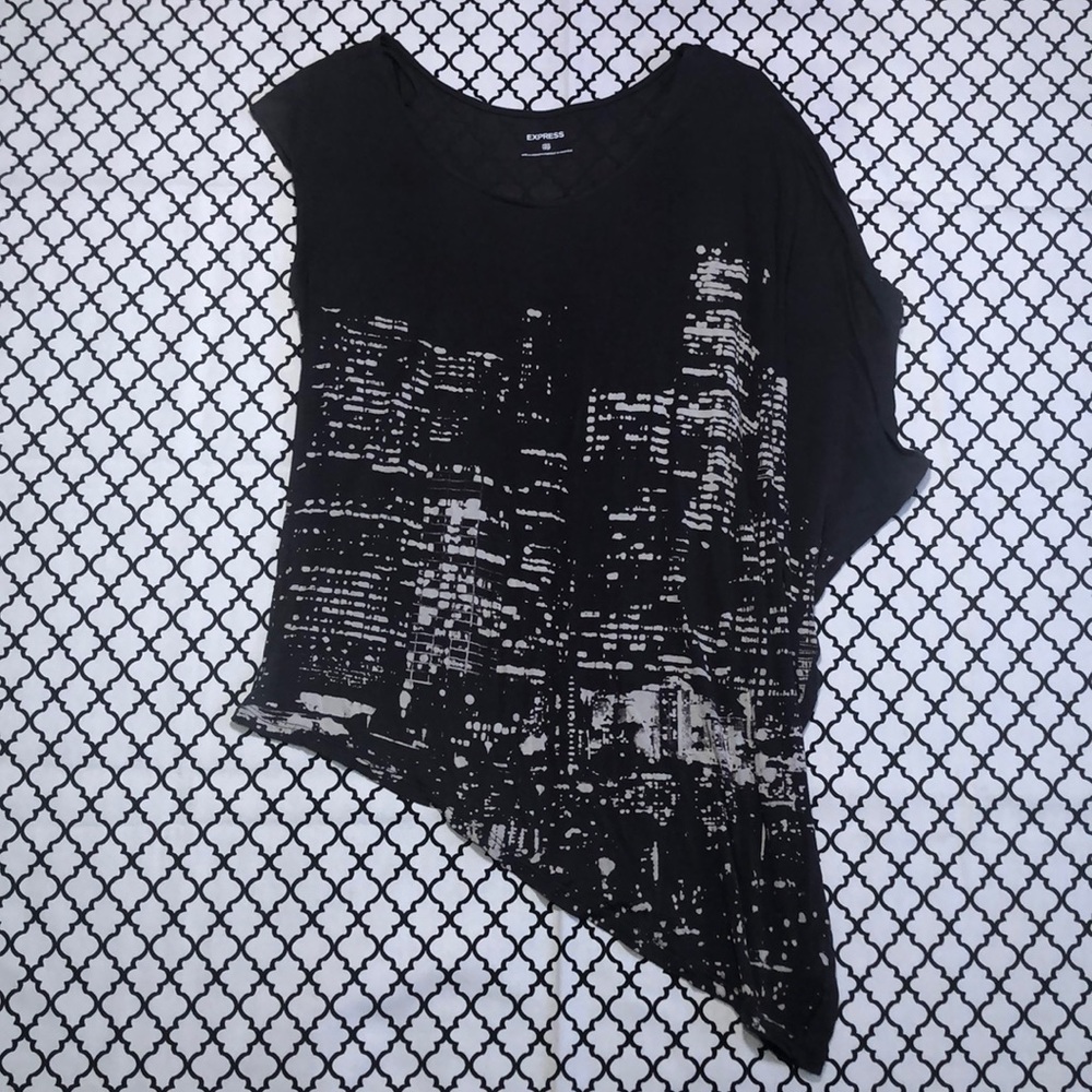 COPY - Express Skyline Asymmetrical Flowy Top